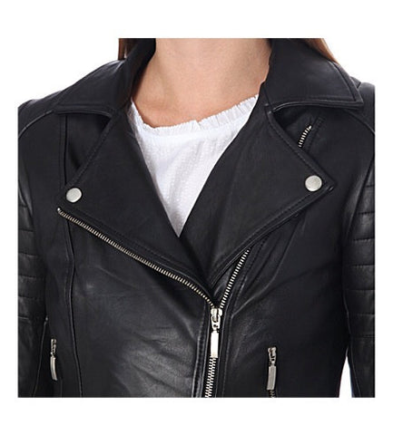 Reiss Black Soft Leather 'Topaz' Biker Jacket Size M - Whispers Dress Agency - Sold - 5