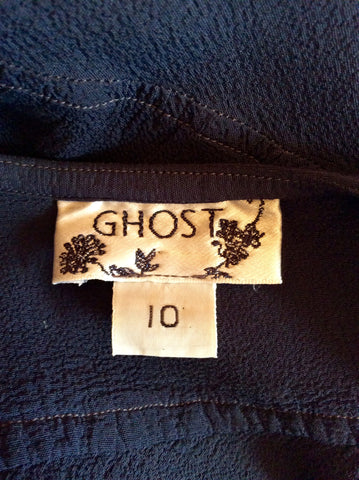 GHOST DARK BLUE & BLACK TRIM DRESS SIZE 10 - Whispers Dress Agency - Womens Dresses - 5