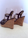 Guess Dark Brown Leather Wedge Heel Sandals Size 6/39 - Whispers Dress Agency - Womens Sandals - 5