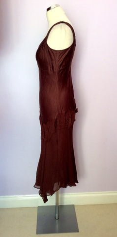 Monsoon Brown Silk Dress Size 10 - Whispers Dress Agency - Womens Dresses - 3