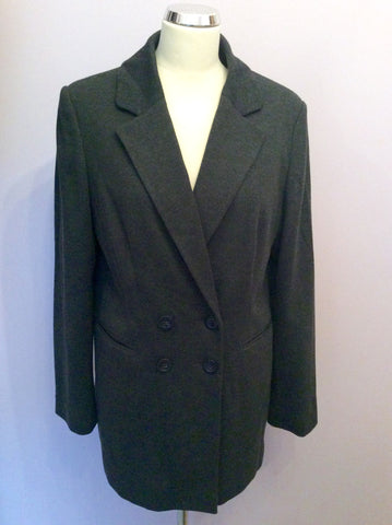 Marks & Spencer Autograph Grey Double Breasted Long Jacket Size 16 - Whispers Dress Agency - Womens Coats & Jackets - 1