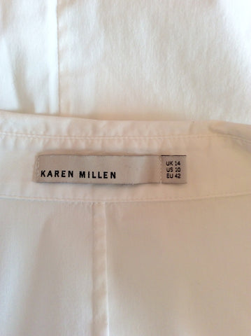 Karen Millen White V Neck Ruched Long Sleeve Shirt Size 14 - Whispers Dress Agency - Sold - 4