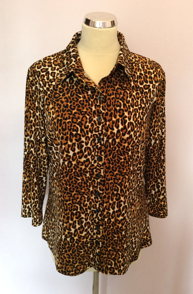 Lakeland Brown Leopard Print Stretch Jersey Shirt Size 14 - Whispers Dress Agency - Womens Shirts & Blouses - 1