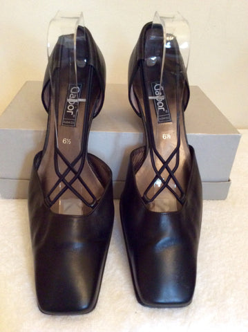 Gabor Black Leather Elasticated Strap Heels Size 6.5/39.5 - Whispers Dress Agency - Sold - 2