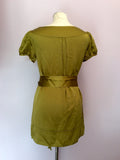 Monsoon Olive Green Silk Belted Top Size 10 - Whispers Dress Agency - Womens Tops - 2