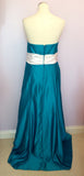 Stunning Turquoise & White Strapless Ball Gown Size 14 - Whispers Dress Agency - Womens Dresses - 3
