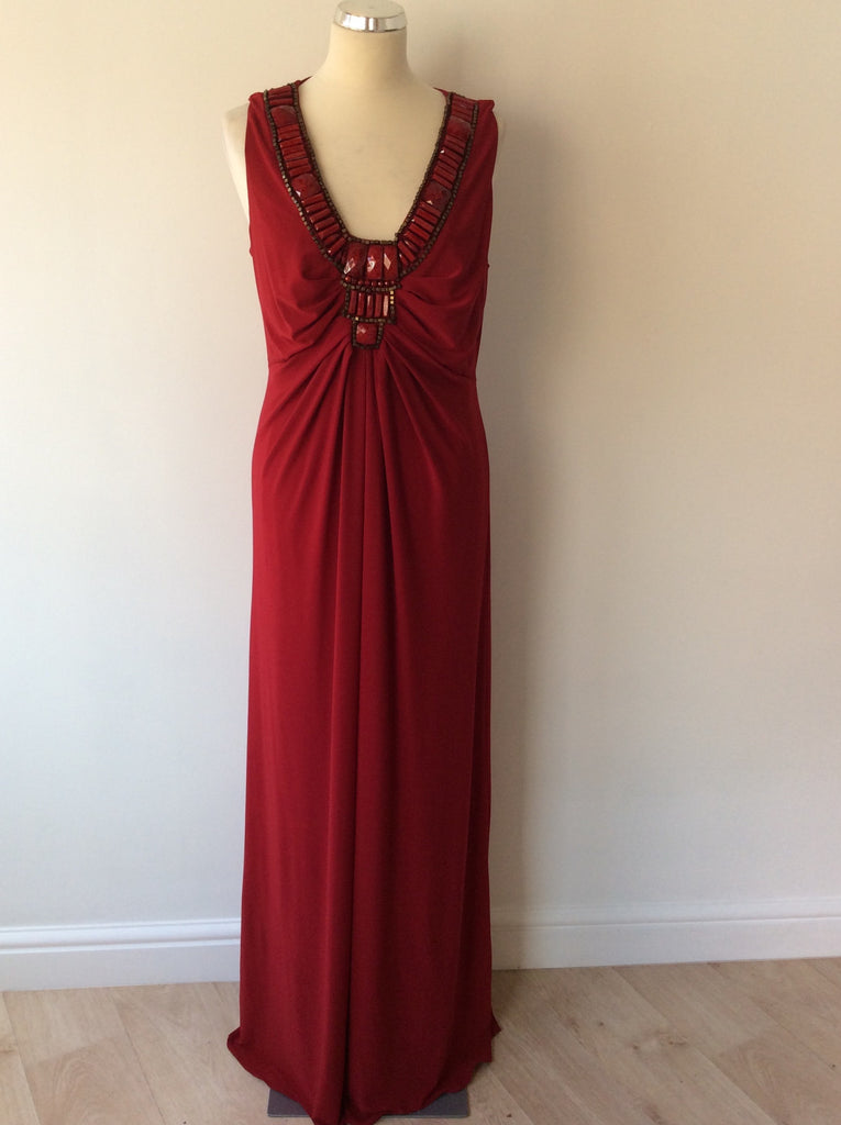 BRAND NEW WITH TAGS PHASE EIGHT RED EMBELISHED MAXI DRESS SIZE 16 –  Whispers Dress Agency