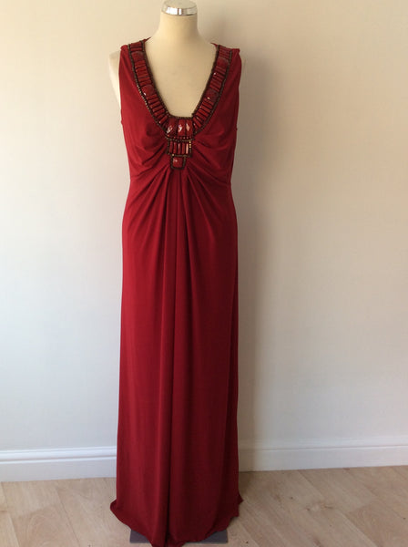 BRAND NEW WITH TAGS PHASE EIGHT RED EMBELISHED MAXI DRESS SIZE 16 - Whispers Dress Agency - Womens Dresses - 1