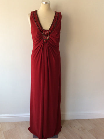 BRAND NEW WITH TAGS PHASE EIGHT RED EMBELISHED MAXI DRESS SIZE 16 - Whispers Dress Agency - Womens Dresses - 1
