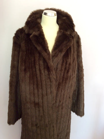 Astraka Dark Brown Faux Fur Coat Size M Approx. - Whispers Dress Agency - Womens Coats & Jackets - 2