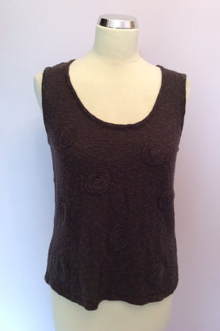Minuet Brown Linen & Cotton Blend Knit Top & Cardigan Size 14 - Whispers Dress Agency - Womens Knitwear - 3