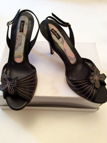 TED BAKER BLACK LEATHER BUTTERFLY TRIM SANDALS SIZE 5/38 - Whispers Dress Agency - Womens Sandals - 1