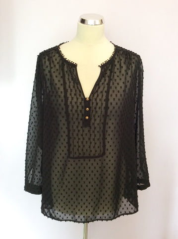 Laura Ashley Black Scoop Neck Blouse Size 16 - Whispers Dress Agency - Sold - 1