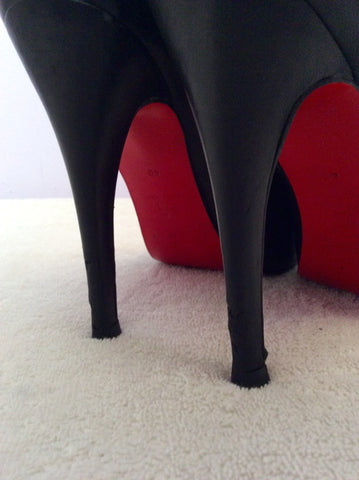 Christian Louboutin Black Leather Peeptoe Heels Size 7/40 - Whispers Dress Agency - Sold - 7