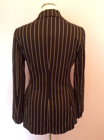 Moschino Jeans Black & White Pinstripe Trouser Suit Size 10/12 - Whispers Dress Agency - Sold - 3