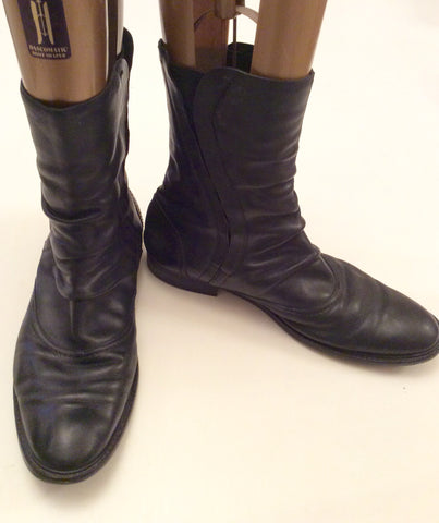 Zara Black Leather Chelsea Ankle Boots Size 10/44 - Whispers Dress Agency - Sold - 1