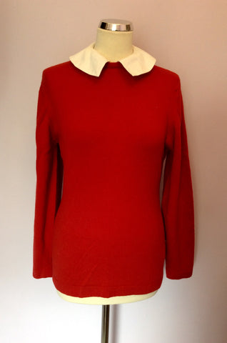 Vintage Jaeger Red Lambswool Detachable Collar Jumper Size 34" UK S/M - Whispers Dress Agency - Sold - 1