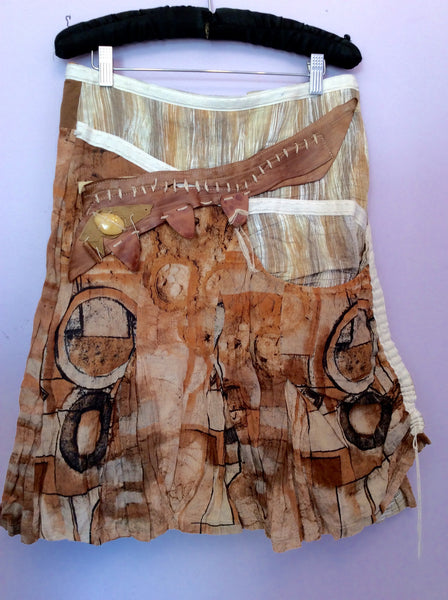 Save The Queen Unusual Brown Print Wrap Skirt Size M - Whispers Dress Agency - Sold - 1