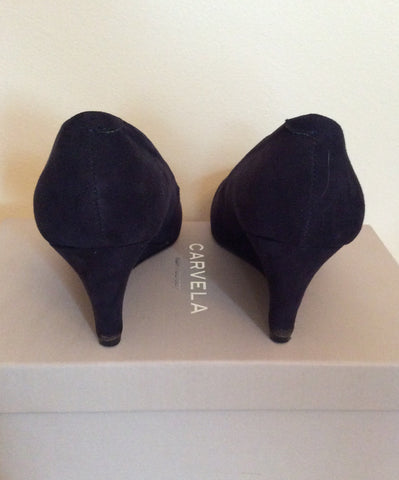 Carvela Navy Blue Suedette Wedge Heel Court Shoes Size 6/39 - Whispers Dress Agency - Sold - 6