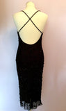 BLACK BEADED & SEQUINNED SILK STRAPPY COCKTAIL DRESS SIZE 10/12 - Whispers Dress Agency - Womens Dresses - 4