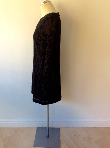 FRENCH CONNECTION BLACK & SILVER EMBROIDERED DRESS SIZE 8 - Whispers Dress Agency - Womens Dresses - 5