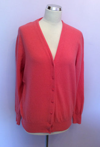 Vintage United Colours Of Benetton Coral Wool & Angora Cardigan Approx M/L - Whispers Dress Agency - Womens Vintage - 1