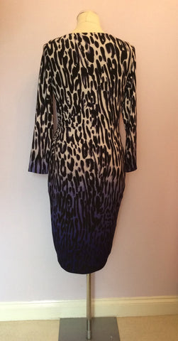 COAST BLACK,IVORY & PURPLE PRINT WRAP DRESS SIZE 8 - Whispers Dress Agency - Womens Dresses - 4