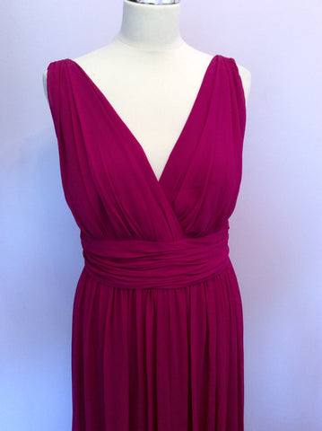 Brand New Laura Ashley Dark Pink Silk Maxi Dress Size 16 - Whispers Dress Agency - Sold - 2