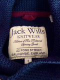 JACK WILLS DARK BLUE COLLARED V NECK LAMBSWOOL JUMPER SIZE S - Whispers Dress Agency - Mens Knitwear - 3