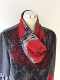 JOSEPH RIBKOFF GREY,RED & BLACK LACE TRIM SPARKLE COWL NECK JUMPER SIZE 18 - Whispers Dress Agency - Sold - 2