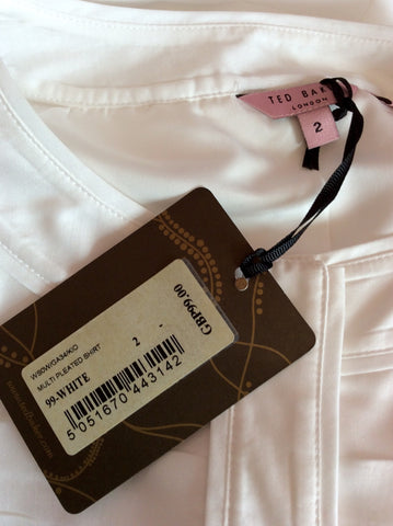Brand New Ted Baker White Pleated Sleeveless Top Size 2 UK 10 - Whispers Dress Agency - Sold - 3
