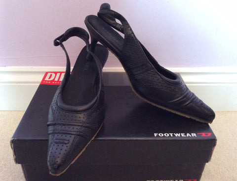 Diesel Black Leather Slingback Heels Size 3/36 Rrp £79.99 - Whispers Dress Agency - Womens Heels - 1