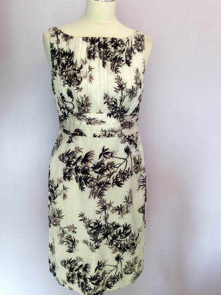 Monsoon Ivory With Black & Grey Print Pencil Dress Size 10 - Whispers Dress Agency - Womens Dresses - 1