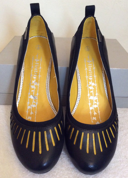 Brand New Firetrap Navy Blue & Yellow Trim Flat Shoes Size 5/38 - Whispers Dress Agency - Sold - 1