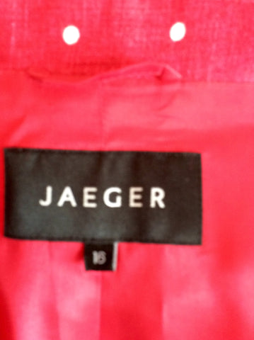 Jaeger Fushia Pink & White Spot Linen Short Sleeve Jacket Size 16 - Whispers Dress Agency - Womens Suits & Tailoring - 3