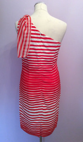 Louis Ferraud Red & White Stripe One Shoulder Dress Size 10 - Whispers Dress Agency - Sold - 8