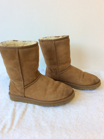 UGG TAN SHEEPSKIN LINED CLASSIC SHORT BOOTS SIZE 3.5/36 - Whispers Dress Agency - Sold - 2