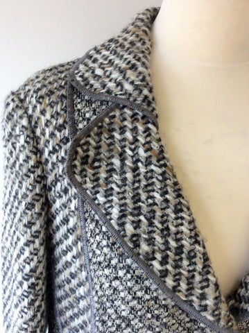 CATHERINA HEPTER DARK GREY WEAVE WOOL BLEND JACKET SIZE 16