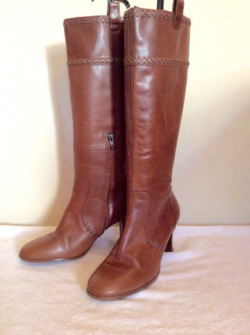 Clarks Tan Brown Leather Knee High Boots Size 6/39 - Whispers Dress Agency - Sold - 1