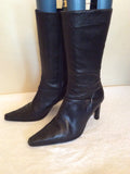 Moda In Pelle Black Leather Calf Length Boots Size 4/37 - Whispers Dress Agency - Womens Boots - 3
