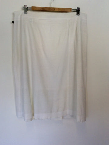 AQUASCUTUM WHITE LINEN BLEND PLEATED FRONT SKIRT SIZE 16 - Whispers Dress Agency - Womens Skirts - 2