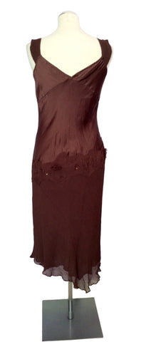 Monsoon Brown Silk Dress Size 10 - Whispers Dress Agency - Womens Dresses - 4