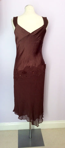 Monsoon Brown Silk Dress Size 10 - Whispers Dress Agency - Womens Dresses - 4