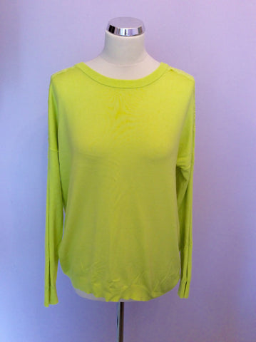 Karen Millen Bright Lime Green Lace Trim Jumper Size 3 UK 12/14 - Whispers Dress Agency - Sold - 1