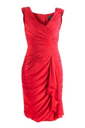 Sara Bernshaw Red Amelia Ruched Pleated Wiggle Dress Size 16 - Whispers Dress Agency - Sold - 1