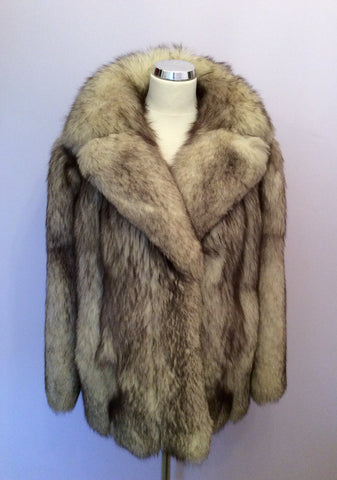 Vintage Blue Fox Fur Jacket Size S/M - Whispers Dress Agency - Sold - 1