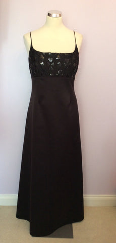 Gina Bacconi Black Sequinned Top Evening Dress Size 16 - Whispers Dress Agency - Womens Dresses - 1