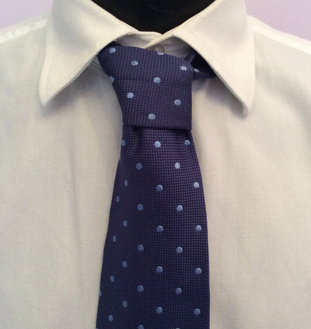Jaeger Blue Spot Silk Tie - Whispers Dress Agency - Sold - 1