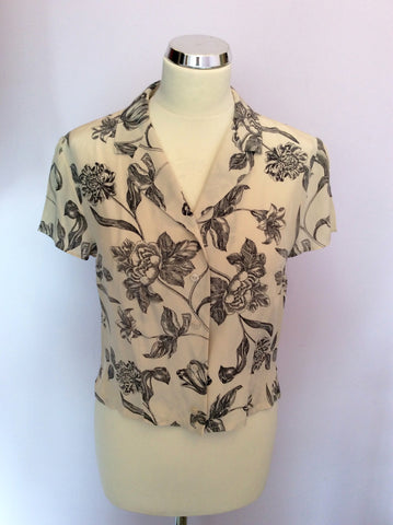 Alexon Cream & Black Floral Print Silk Blouse & Skirt Size 12 - Whispers Dress Agency - Womens Suits & Tailoring - 2