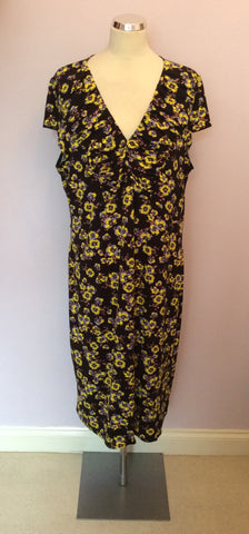 LONG TALL SALLY BLACK FLORAL PRINT STRETCH JERSEY DRESS SIZE 18 - Whispers Dress Agency - Sold - 1